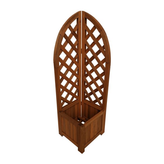 Pflanzkasten mit Rankgitter aus Holz braun Blumenkasten für Balkon, Terrasse und Garten 