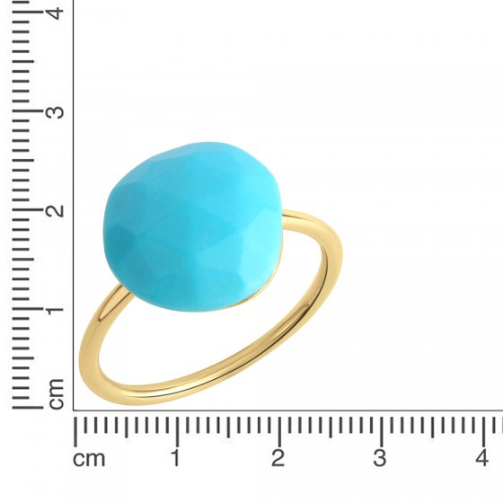 Ring Silber 925 vergoldet mit Türkis (beh.) 12x12mm 