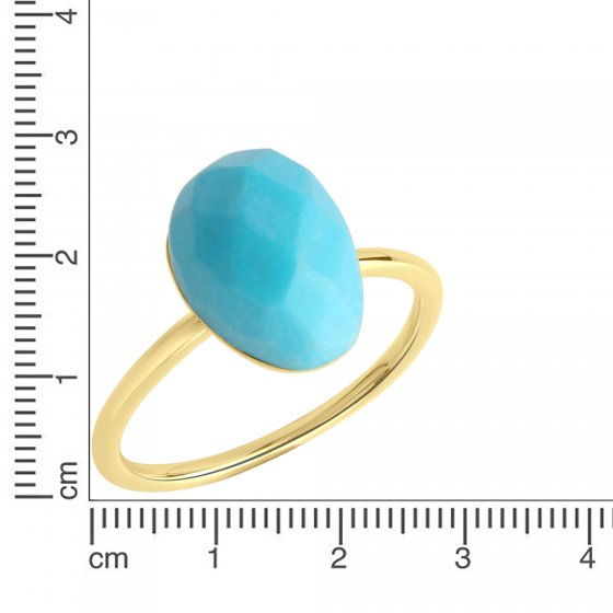 Ring Silber 925 vergoldet mit Türkis (beh.) 9x12mm 