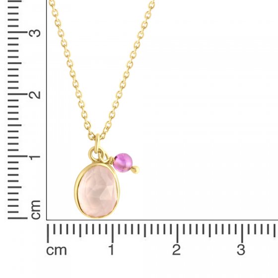 Halskette Silber 925 vergoldet 42+3cm lang mit echtem Amethyst und Rosenquarz 