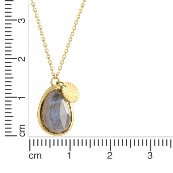 Halskette Silber 925 vergoldet 42+3cm lang mit echtem Labradorit 15x12mm 