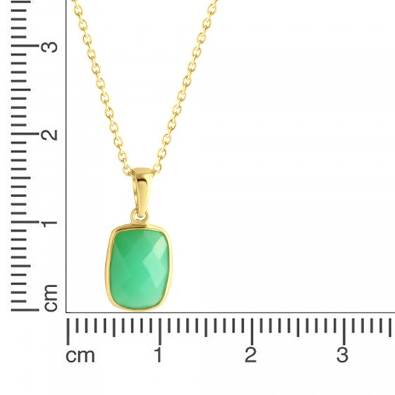 Halskette Silber 925 vergoldet 42+3cm lang mit echtem Chrysopras 10x7mm 