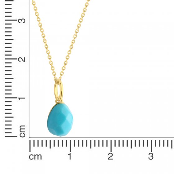 Halskette Silber 925 vergoldet 42+3cm lang mit echtem Türkis-Stein (beh.) 9x12mm 