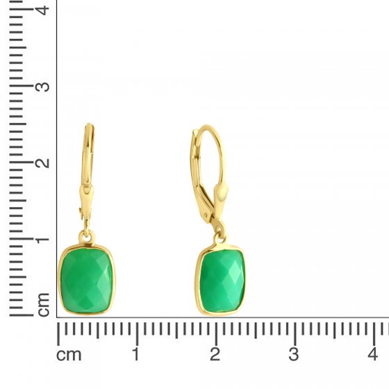 Ohrringe Silber 925 vergoldet 27mm lang mit echtem grünen Chrysopras 