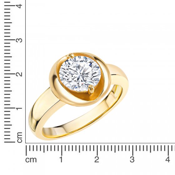 Ring Silber 925 vergoldet mit weißem Zirkonia-Stein 8mm 