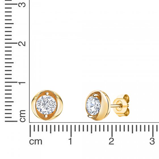 Ohrringe Silber 925 vergoldet mit weißen Zirkonia-Steinen 