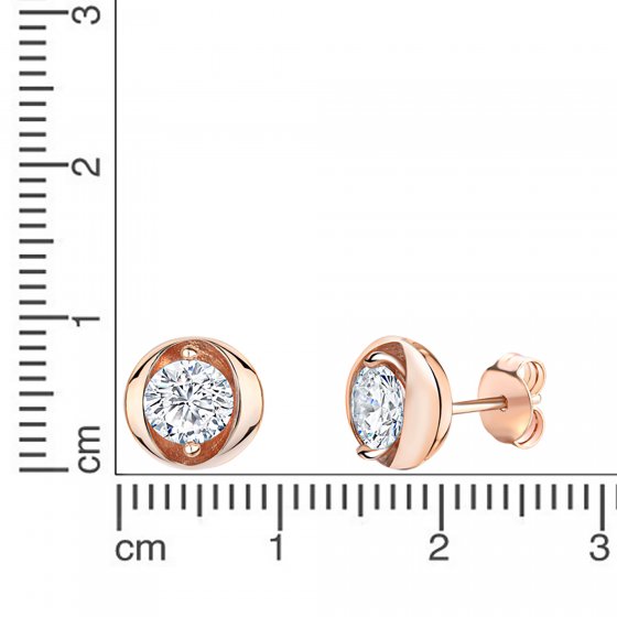 Ohrringe Silber 925 rosé-vergoldet mit weißen Zirkonia-Steinen 