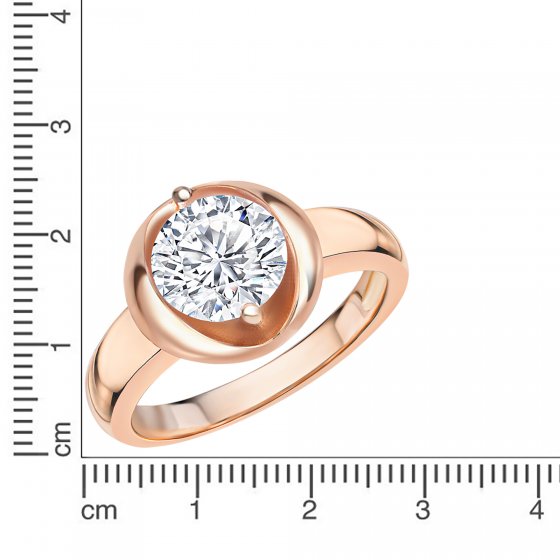 Ring Silber 925 rosé-vergoldet mit weiße Zirkonia-Stein 8mm 