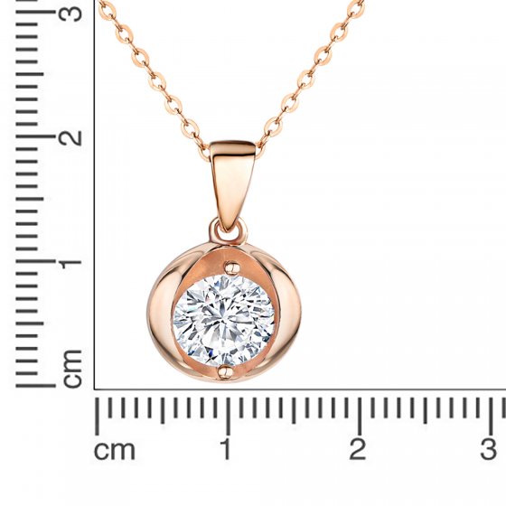 Halskette Silber 925 rosé-vergoldet 45cm lang mit weißem Zirkonia-Stein 