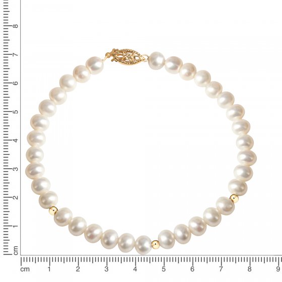 Armband Gold 585 mit weißen Perlen 20cm 