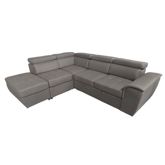 Couch Sandy mit Ottomane links Grau 