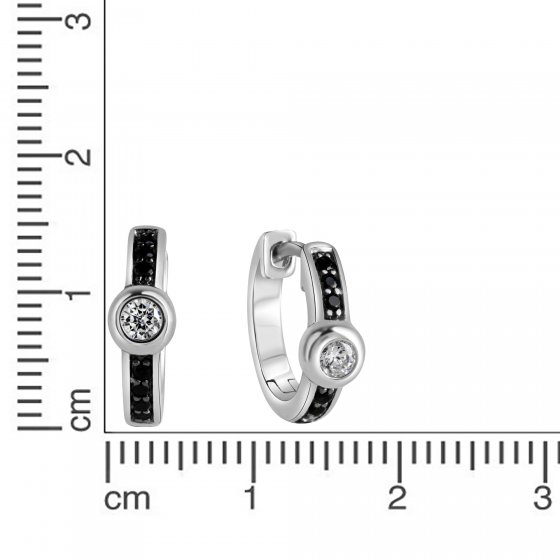 Ohrring 925 Silber mit Zirkoniasteinen schwarz und weiß 