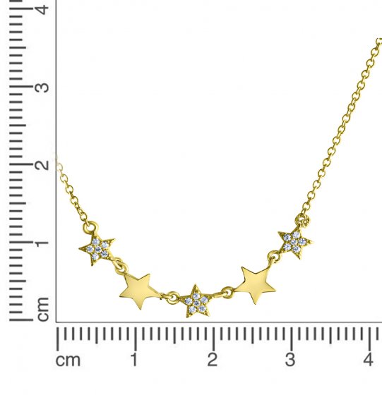 Halskette 925 Silber vergoldet Sterne Zirkonia 