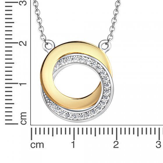 Halskette 925 Silber 2farbig mit Zirkoniasteinen 