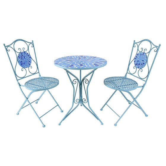 Bistro Sitzgruppe Metall weiß Tisch mit 2 Stühlen Balkon Set Gartenmöbel 