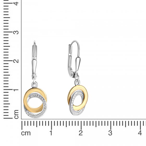 Ohrring 925 Silber 2farbig mit Zirkoniasteinen 
