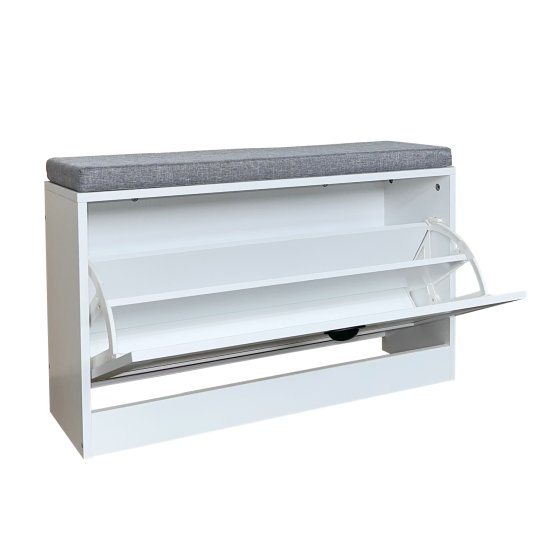Schuhschrank Thekla 1 Klappe 80 cm Weiß mit Sitzkissen 