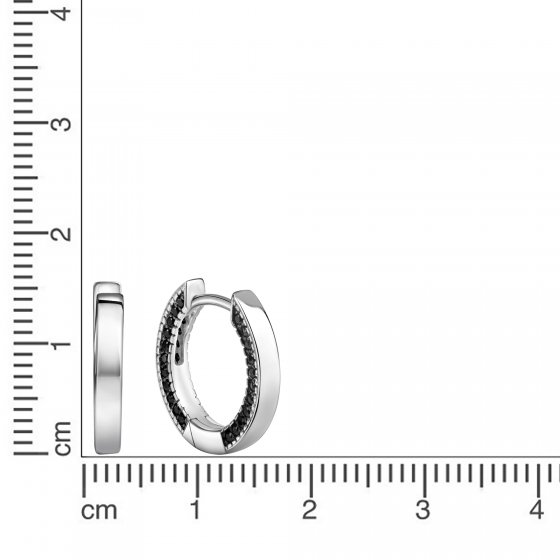 Ohrringe Silber 925 rhodiniert mit 88 schwarzen Zirkonia-Steinen 