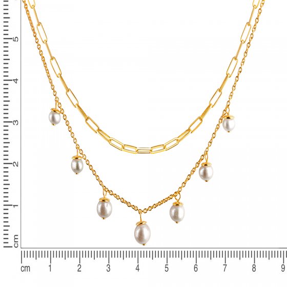 Halskette 925 Silber vergoldet mit Süßwasserzuchtperlen 