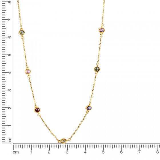 Halskette 375 Gelbgold mit Zirkonia bunt 