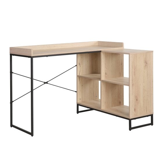 Eckschreibtisch mit Regal Cedrik Artisaneiche-Schwarz 