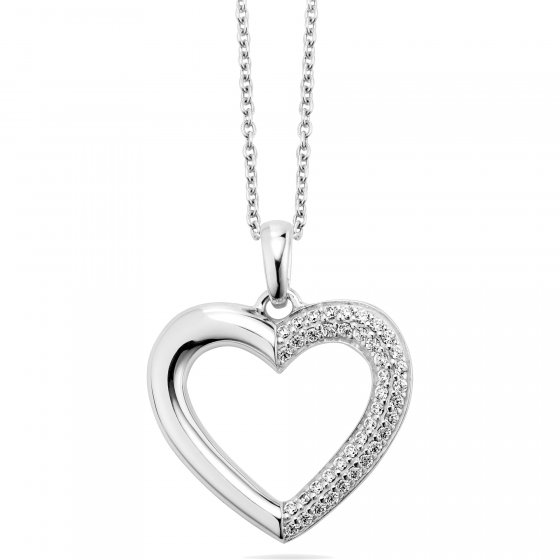 Halskette Gold 585 Herz-Anhänger 42/45cm lang mit 41 Brillanten zus. 0,33ct. 