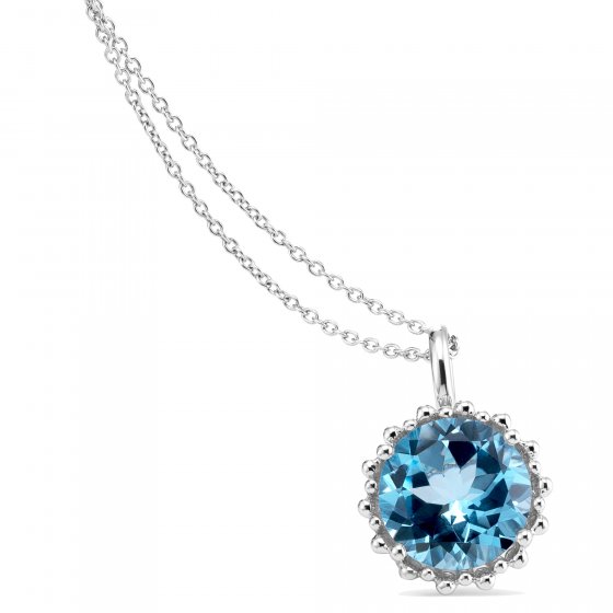 Halskette Gold 585 mit 11,5mm großem Blautopas (beh.) 42/45cm lang 