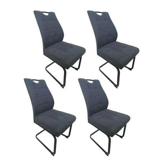 Modernes 4er Set dunkelgraue Schwingstühle für Esszimmer und Küche 