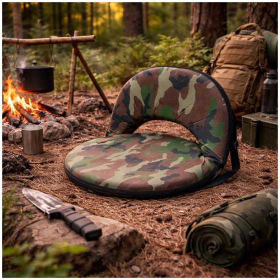 Bodensessel Camouflage Verstellbar Bodenstuhl Tarnmuster bis 150 kg 
