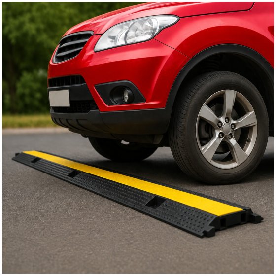 Kabelbrücke mit 2 Kabelkanälen Überfahrschutz 96 cm Gelb Schwarz 