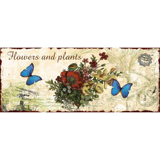 Gartenbank Flowers and Plants creme Metallbank mit Motiv Sitzfläche 109 cm 