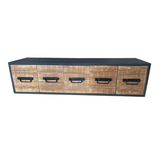 Wandregal Industrial mit 5 Schubladen Vintage Wandboard mit Ablage Holz Metall 