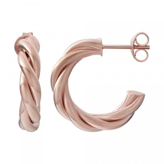 Creole 925 Sterling Silber rosé vergoldet twisted medium 