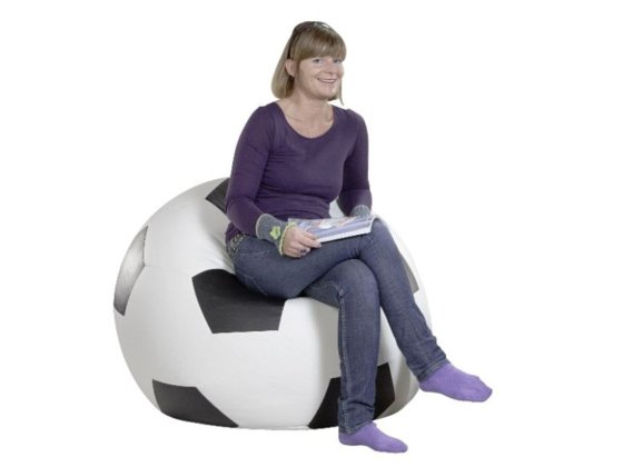 Fußball-Sitzball Kunstleder weiß/schwarz Ø 90 cm linke 