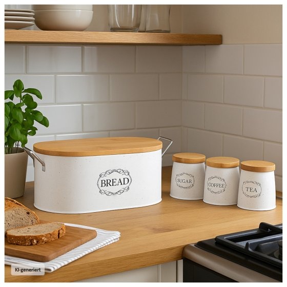 Brotkasten Vorratsdosen 4er-Set Landhaus Weiß 