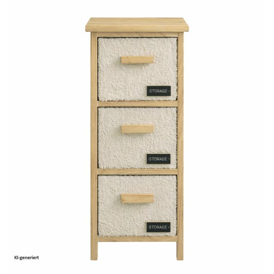 Kommode Melia schmal mit 3 Plüsch-Schubladen 