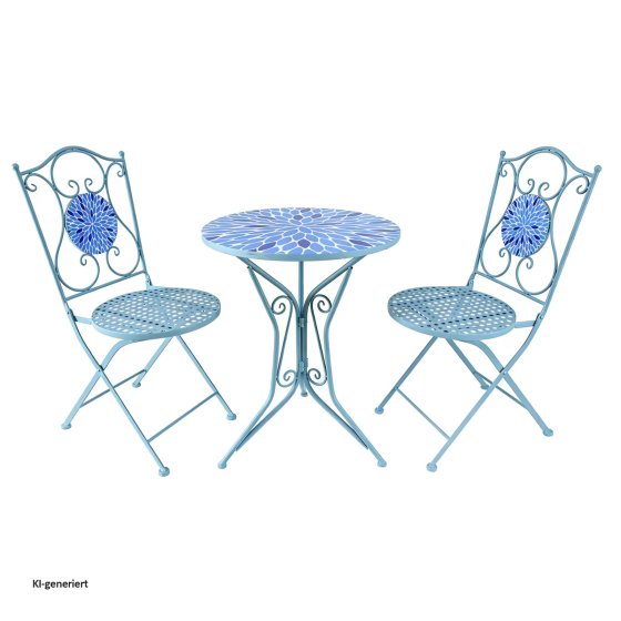 Bistro Sitzgruppe Metall weiß Tisch mit 2 Stühlen Balkon Set Gartenmöbel 