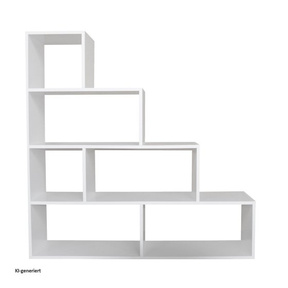 Stufenregal in Weiß Raumteiler Bücherregal 114 x 114 x 30 cm vielseitig einsetzba 