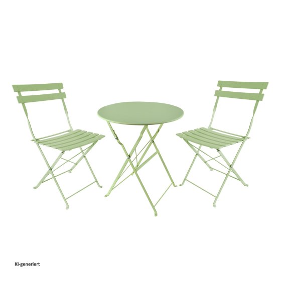 Bistro Sitzgruppe Metall Grün klappbar Tisch mit 2 Stühlen Balkon Set 