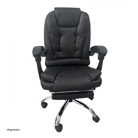 Chefsessel mit Fußstütze Kunstleder Schwarz 