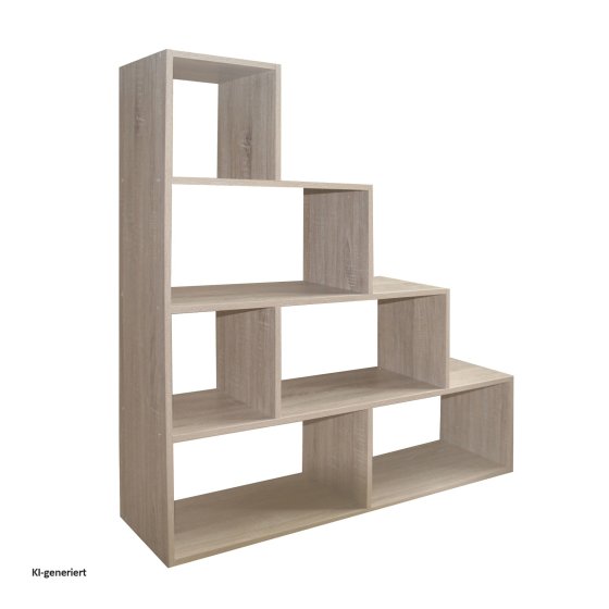 Stufenregal in Sonoma Holzoptik Raumteiler Bücherregal 114 x 114 x 30 cm vielseitig einsetzba 