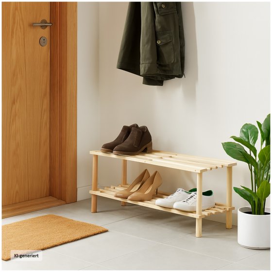 Schuhregal 2 Ebenen Anea Holz Natur 