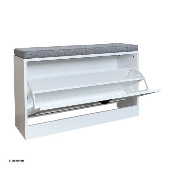 Schuhschrank Thekla 1 Klappe 80 cm Weiß mit Sitzkissen 