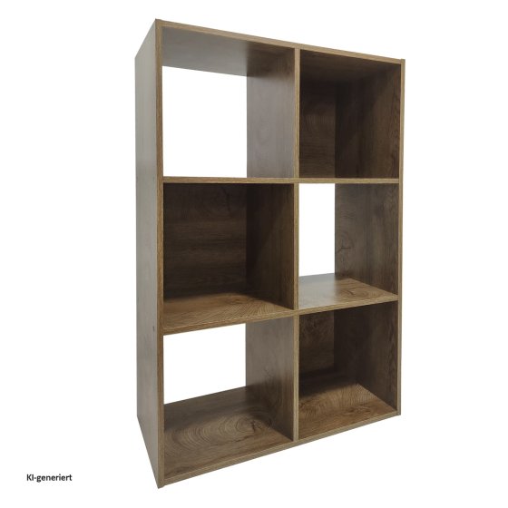 Standregal Eiche 6 Fächer 60 x 90 x 30 cm vielseitig als Regal oder Raumteiler 