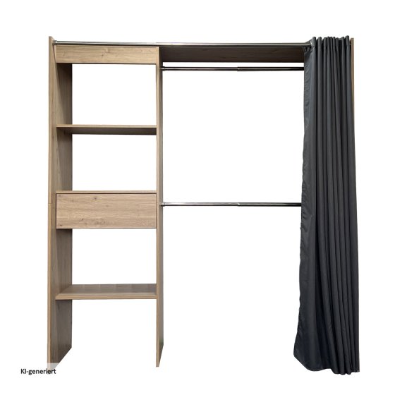 Offene Garderobe mit Vorhang Artisaneiche 
