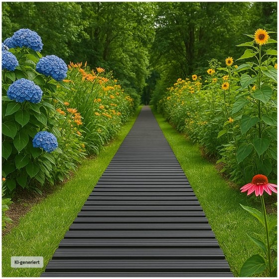 Gartenweg 131 cm Holzbohlenoptik Grau 