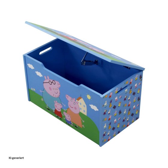 Peppa Pig Spielzeugkiste mit Deckel Kinder Aufbewahrungsbox Hellblau 