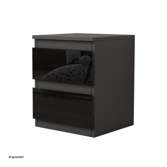 Nachtschrank Kenji Hochglanz Schwarz 