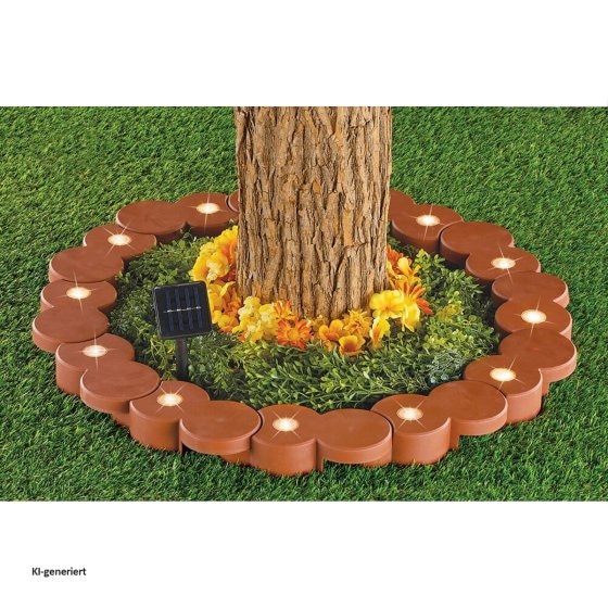 Beeteinfassung Länge 380 cm Terracotta inkl. Solar-Lichterkette 