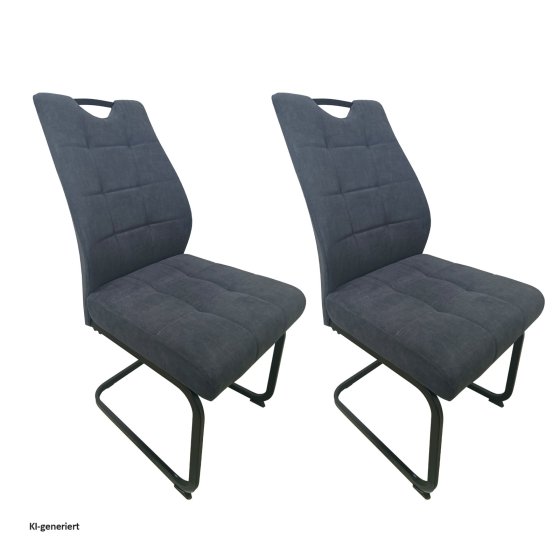 Modernes 2er Set Schwingstühle Dunkelgrau mit elegantem Design 